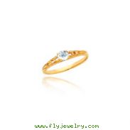 14K Gold 3mm White Zircon Birthstone Baby Ring