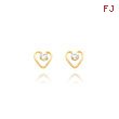 14K Gold 3mm White Zircon Birthstone Heart Earrings