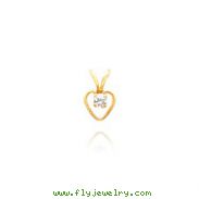 14K Gold 3mm White Zircon Heart Birthstone Necklace