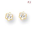 14K Gold 4mm Synthetic White Topaz Screwback Earrings