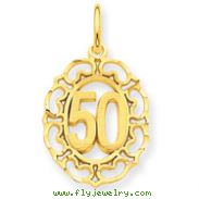 14K Gold #50  In Oval Pendant