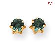 14K Gold 5mm Synthetic Emerald Earrings