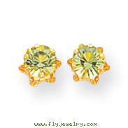 14K Gold 5mm Synthetic Peridot Earrings