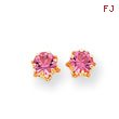 14K Gold 5mm Synthetic Pink Tourmaline Earrings