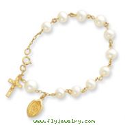 14K Gold 6.0-6.5mm Cultured Pearl Rosary Bracelet