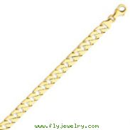 14K Gold 7mm Hand Polished Fancy Link Bracelet