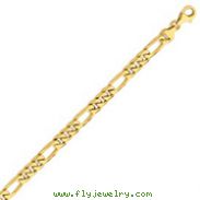 14K Gold 7mm Hand-Polished Figaro Link Bracelet