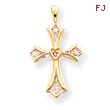 14K Gold A Diamond Cross Pendant