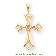 14K Gold A Diamond Cross Pendant