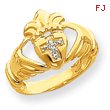 14K Gold AA Diamond Claddagh Ring