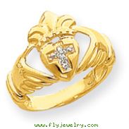 14K Gold AA Diamond Claddagh Ring