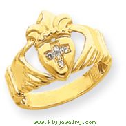 14K Gold AA Diamond Claddagh Ring