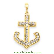 14K Gold AA Diamond Cross Pendant