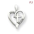 14K Gold AA Diamond Heart & Cross Pendant