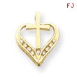 14K Gold AA Diamond Heart & Cross Pendant