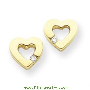 14K Gold AA Diamond Heart Earring