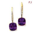 14K Gold Amethyst & Diamond Dangle Earrings