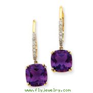 14K Gold Amethyst & Diamond Dangle Earrings