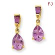 14K Gold Amethyst Dangle Post Earrings