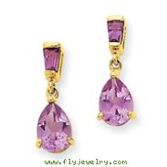 14K Gold Amethyst Dangle Post Earrings