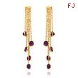 14K Gold Amethyst Gemstone Dangle Earrings
