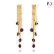 14K Gold Amethyst Gemstone Dangle Earrings