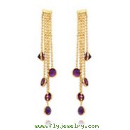 14K Gold Amethyst Gemstone Dangle Earrings