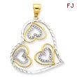 14K Gold And Rhodium Diamond-Cut Heart Pendant