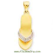 14K Gold And Rhodium Diamond Sandal Pendant