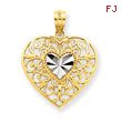 14K Gold And Rhodium Filigree Heart Pendant