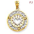 14K Gold And Rhodium Friends, Laugh, Love Circle Pendant