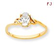 14K Gold April White Topaz Birthstone Ring