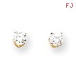 14K Gold April White Zircon Post Earrings