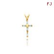 14K Gold Aquamarine Cross Baby Necklace