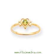 14K Gold August Peridot Birthstone Heart Ring