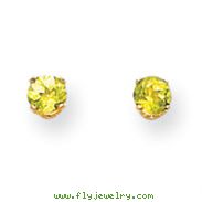 14K Gold August Peridot Post Earrings