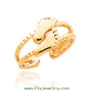 14K Gold Bare Feet Toe Ring