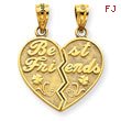 14K Gold Best Friends Heart Break Apart Pendants