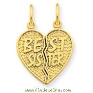 14K Gold Best Sister Break-Apart Charm
