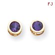 14K Gold Bezel Amethyst Stud Earrings