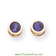 14K Gold Bezel Amethyst Stud Earrings