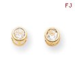 14K Gold Bezel April White Zircon Post Earrings