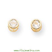 14K Gold Bezel April White Zircon Post Earrings