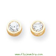 14K Gold Bezel Aquamarine Stud Earrings