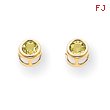 14K Gold Bezel August Peridot Post Earrings