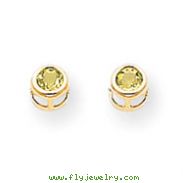14K Gold Bezel August Peridot Post Earrings