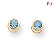 14K Gold Bezel December Blue Topaz Post Earrings