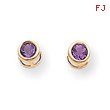 14K Gold Bezel February Amethyst Post Earrings