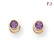 14K Gold Bezel February Amethyst Post Earrings