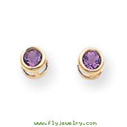 14K Gold Bezel February Amethyst Post Earrings